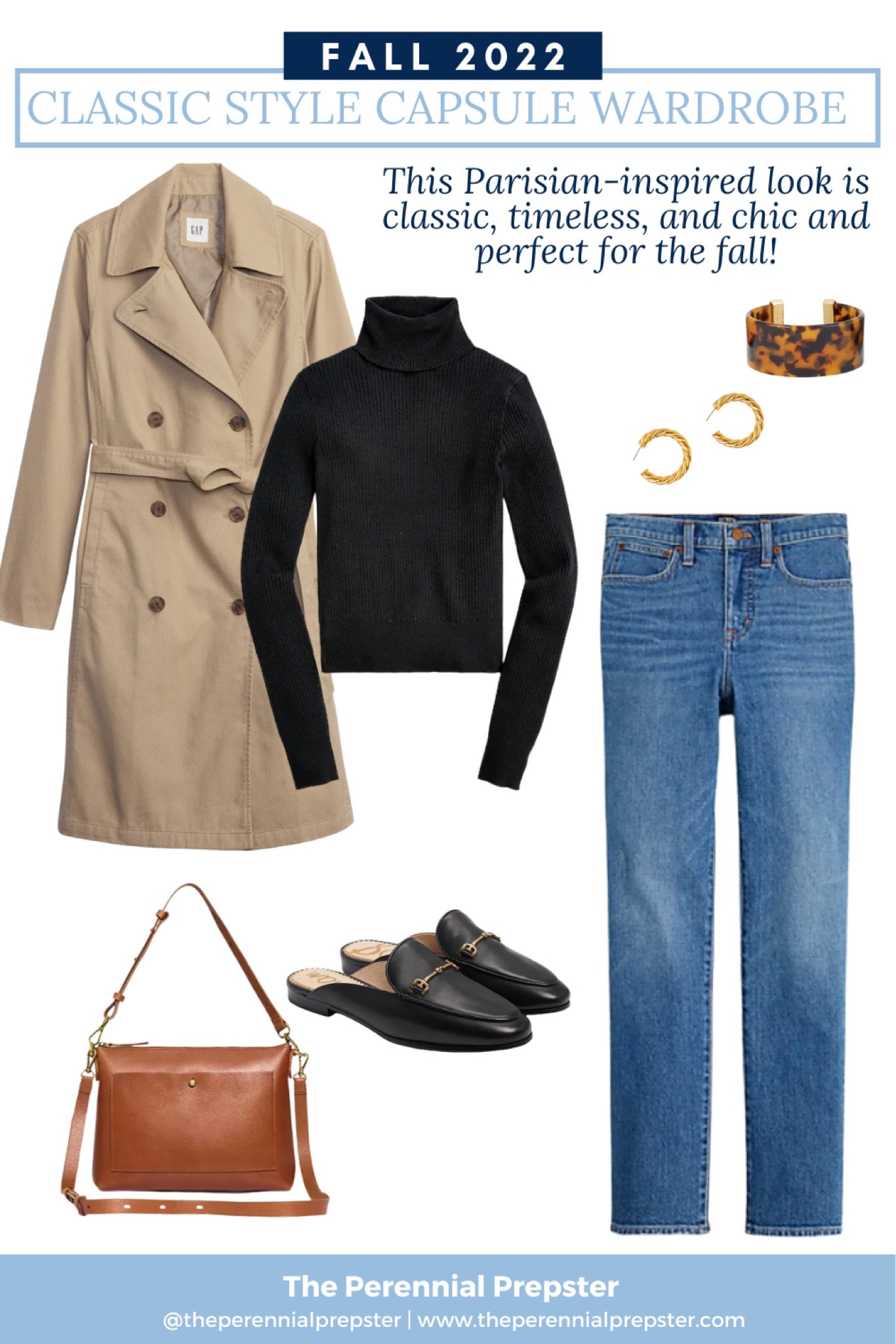 Classic style fall outfit idea / Parisian chic / Parisian style / trench coat / black turtleneck / horse but leather loafers / classic style timeless style / preppy style / capsule wardrobe fall / mom style 

#LTKworkwear #LTKstyletip #LTKSeasonal
