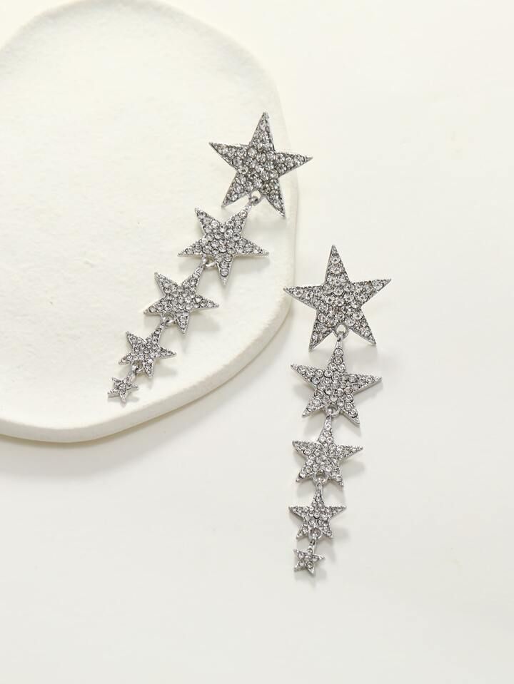 Rhinestone Star Drop Earrings | SHEIN