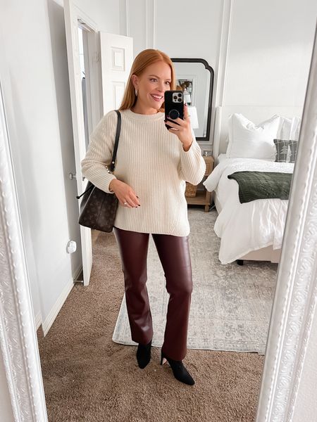Express sale happening now! Leather pants and sweater are all on sale! I got my regular size in the pants. I wish I had gotten the short version instead of regular to be a little bit shorter on me. 

Boots are old from Ann Taylor but I have linked similar ones!

#LTKsalealert #LTKSeasonal #LTKworkwear