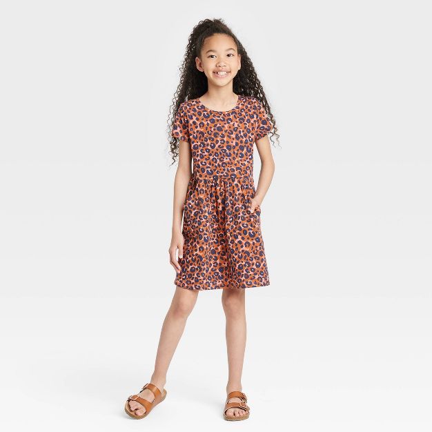 Girls' Printed Short Sleeve Knit Dress - Cat & Jack™ | Target