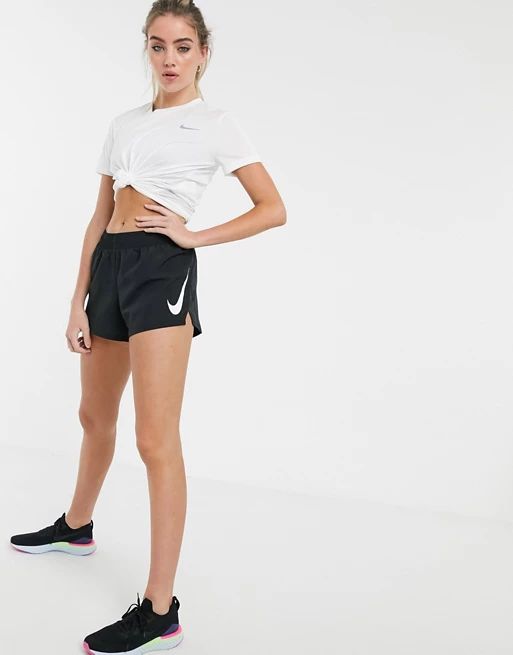 Nike Running swoosh shorts in black | ASOS US