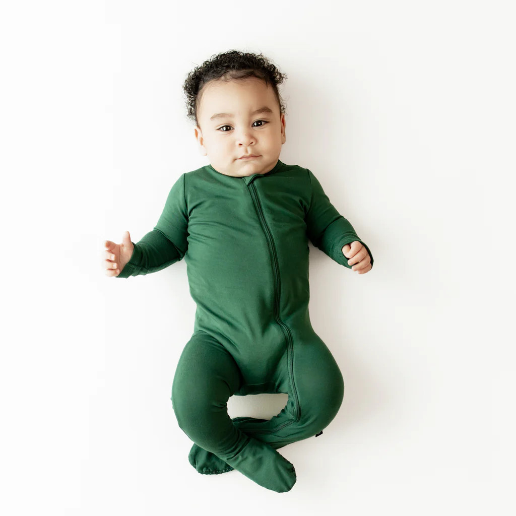 Zippered Footie in Evergreen | Kyte BABY