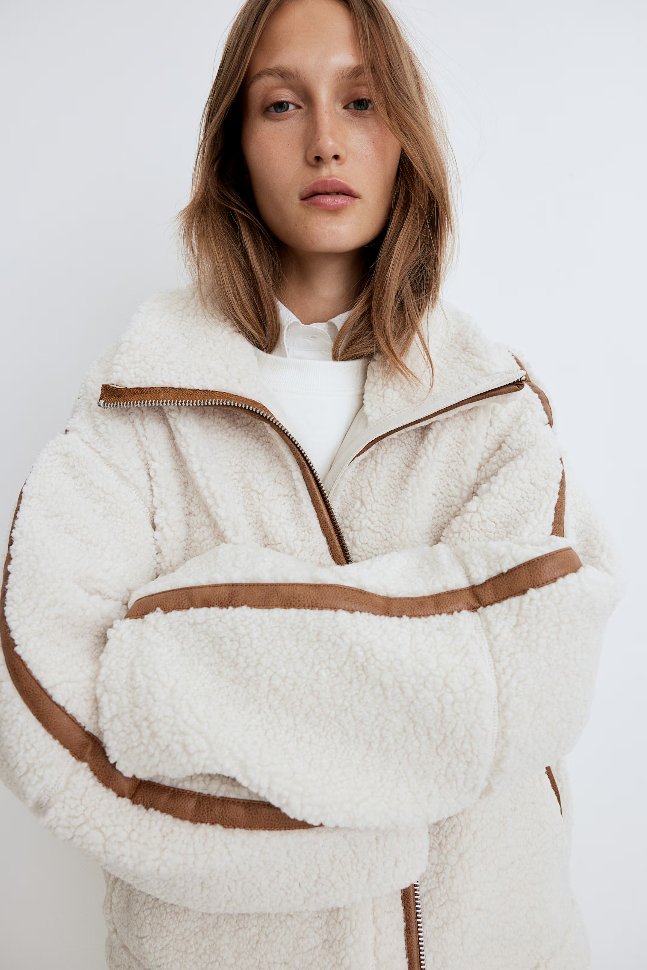 Teddy Fleece Jacket - Cream - Ladies | H&M US | H&M (US + CA)