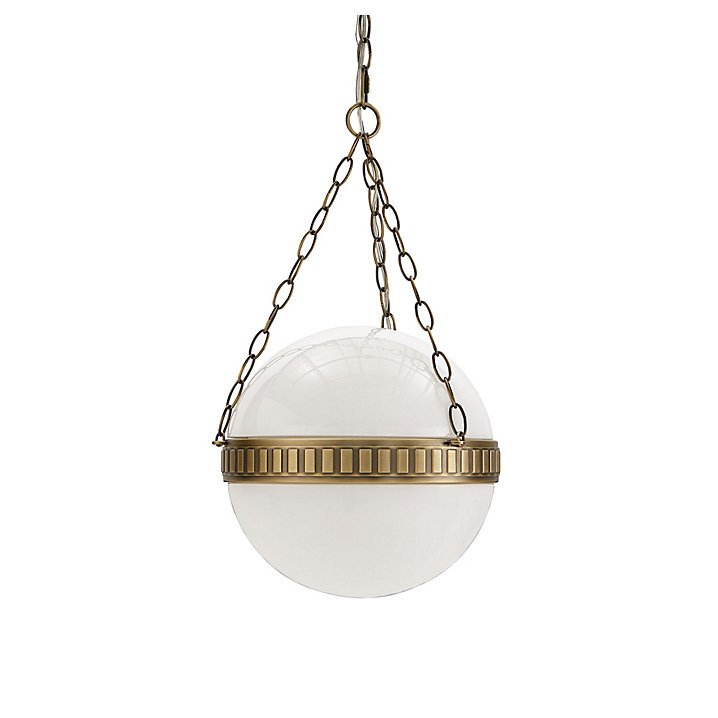 Calhoun Lantern Pendant with Milk Glass Globe & Steel Studded Belt Design | Ballard Designs, Inc.