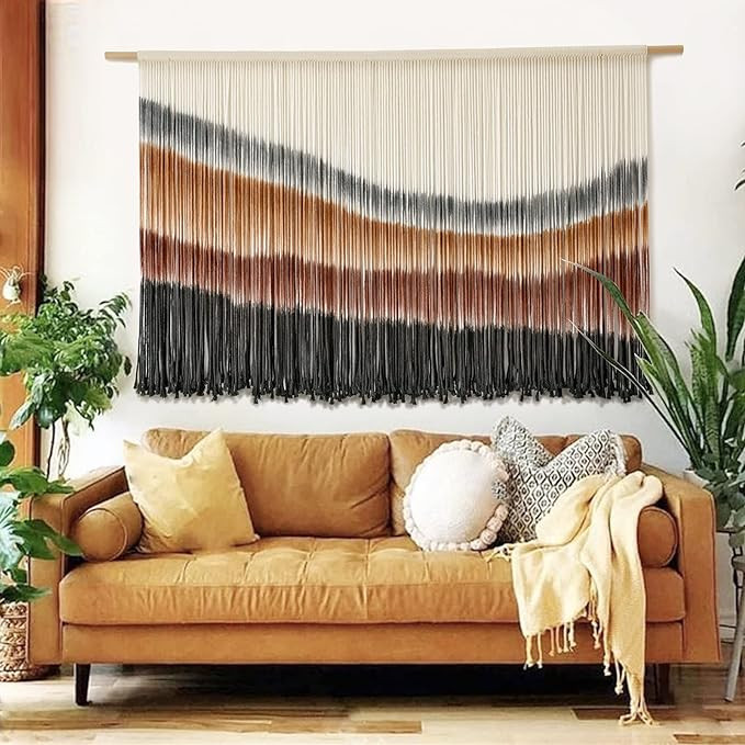 Flber Macrame Wall Hanging Macrame Wall Decor Large-Scale Tie-Dye Tapestry Living Home Room Wall ... | Amazon (US)