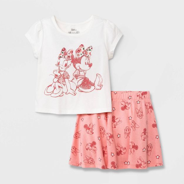 Toddler Girls' 2pc Minnie Mouse Top and Bottom Set - Pink/Cream | Target