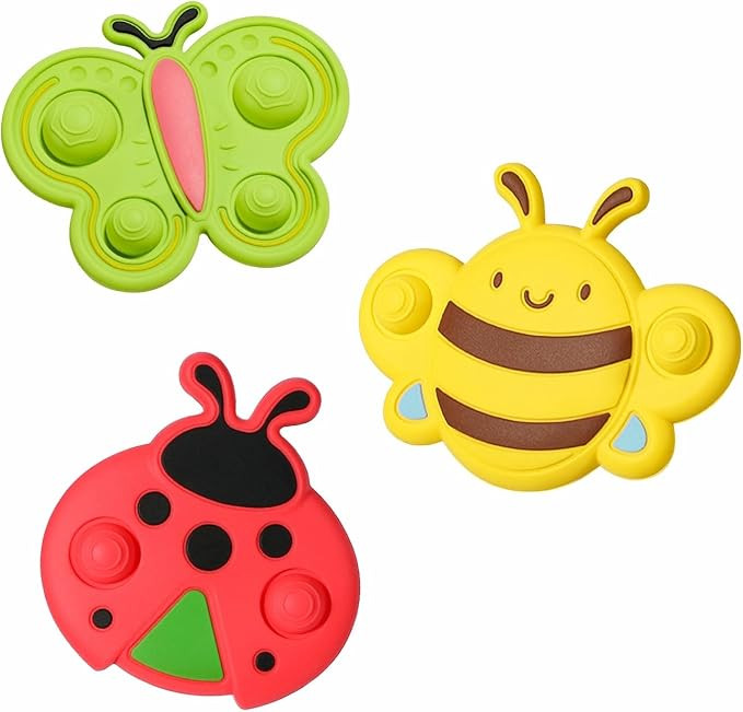 Suction Cup Spinner Toys for Babies - All Silicone Baby Spinners for High Chair, Airplane, Window... | Amazon (US)