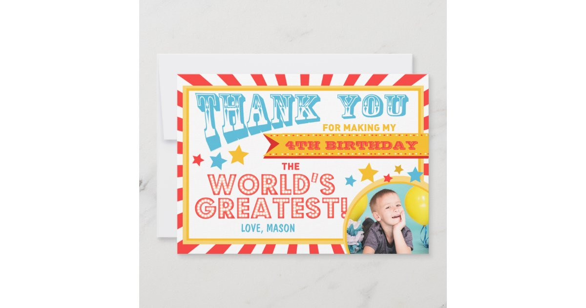 Circus Carnival Birthday Thank you card Big Top | Zazzle | Zazzle