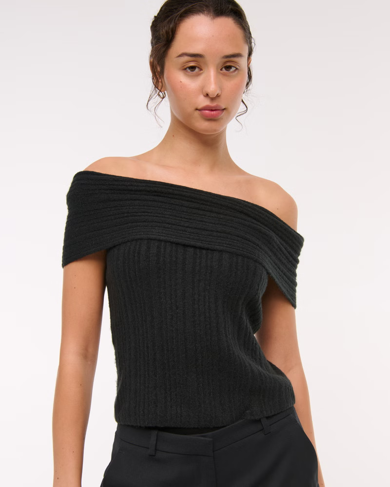 Ribbed Foldover Off-The-Shoulder Sweater Top | Abercrombie & Fitch (US)