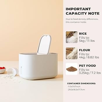 Zuutii Rice Storage Container,Food Container, Dry Food Storage,7.2lbs Pet Food Dispenser, 6.9Qt/1... | Amazon (US)