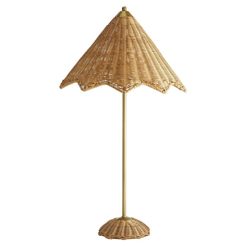 Parasol Rattan Table Lamp, Natural/Antiqued Brass | One Kings Lane