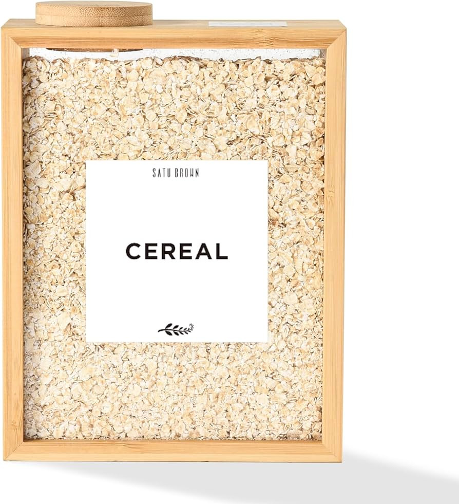 Bamboo Kitchen Cereal Containers Storage Dispenser, 3 Liter Airtight Pantry Organizers with Lid, ... | Amazon (US)