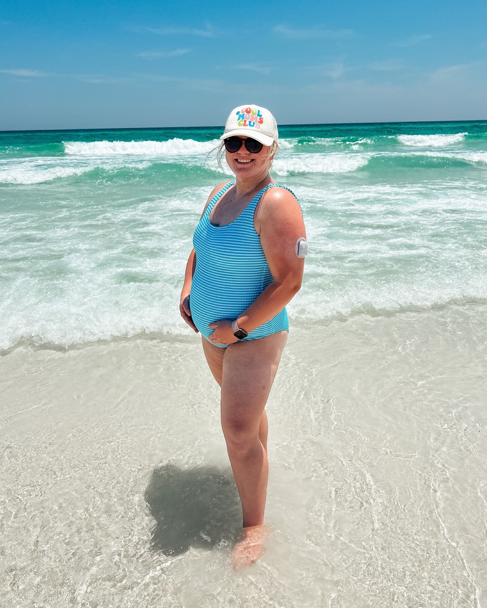 Perfect swimsuit pregnant or not! Ribbed blue striped swimsuit 

#LTKSeasonal #LTKMidsize #LTKSwim