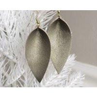 Champagne leather eaf earring  Gold leather earring | Etsy (US)