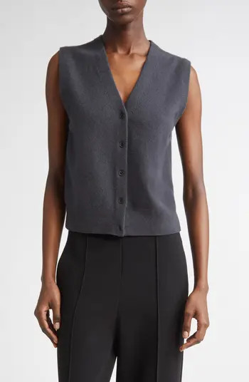Shrunken Button Wool & Cashmere Blend Vest | Nordstrom