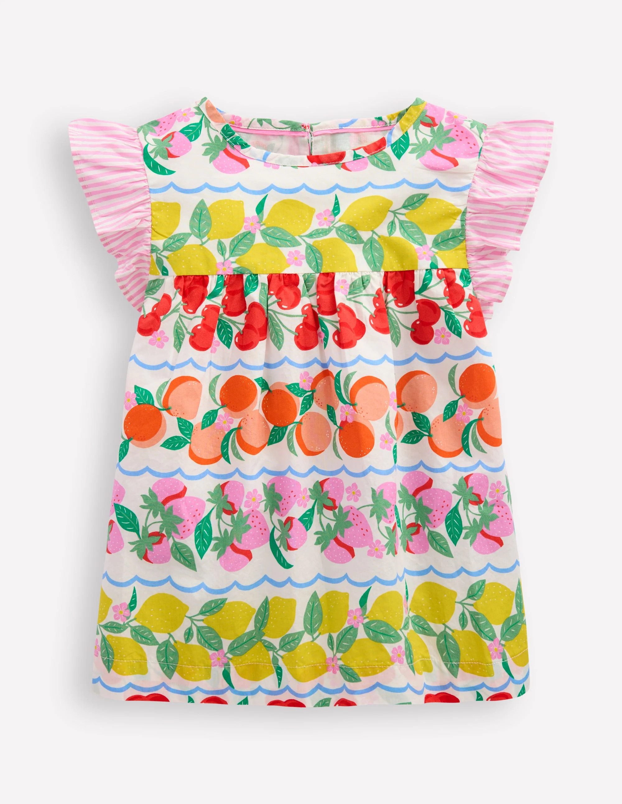 Frill Sleeve Woven Top-Rainbow Fruit Stripe | Boden (US)