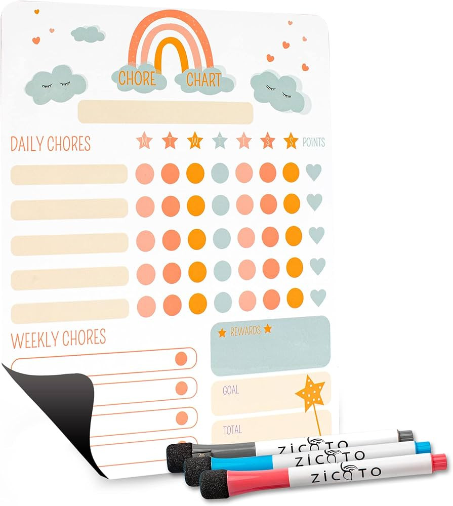 Magnetic Dry Erase Chore Chart for Kids - Perfect to Motivate Your Kids - Simplified 9” x 11”... | Amazon (US)