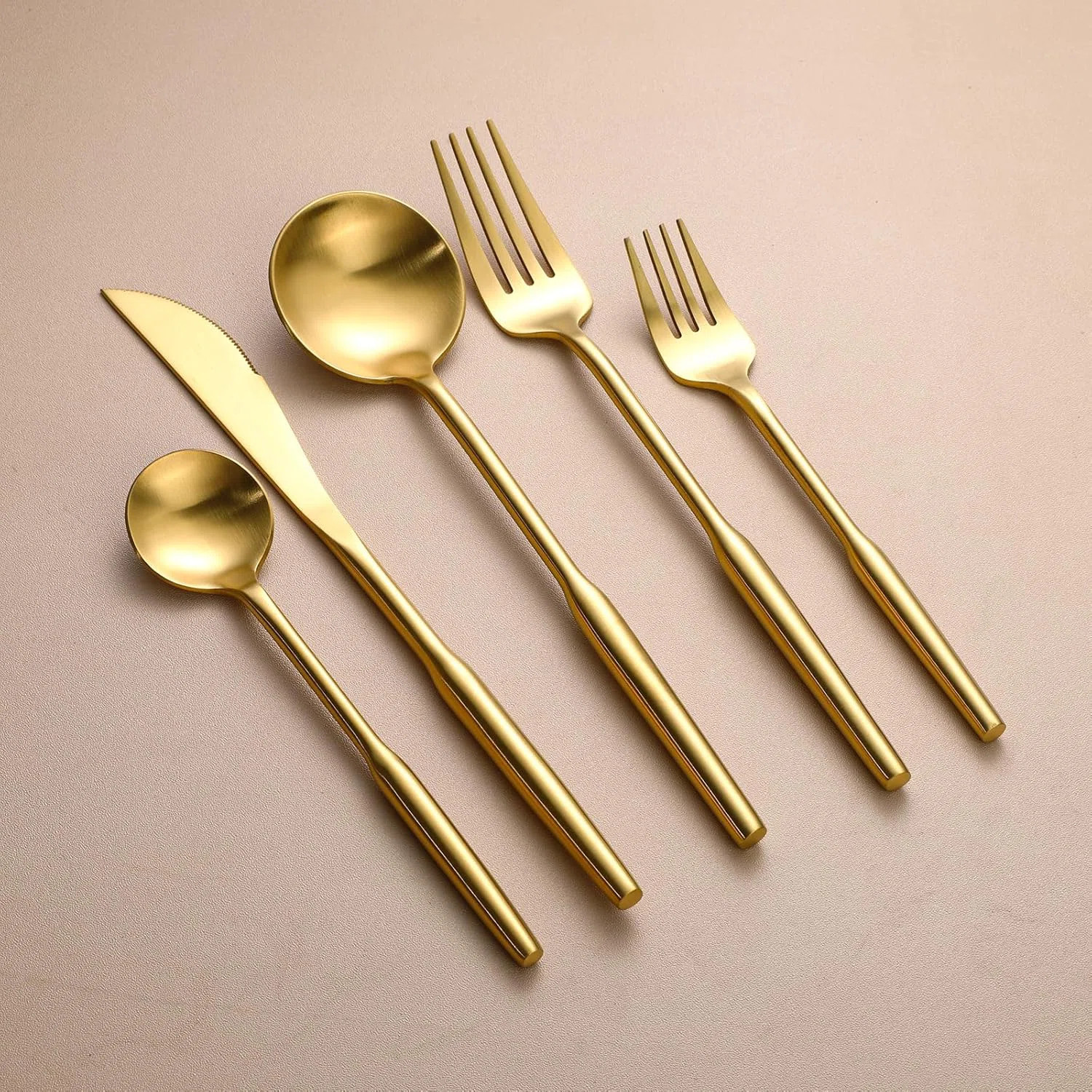 20-Piece Matte Gold Flatware Set For 4, Premium 18/10 Stainless Steel Titanium Plated Cutlery, Di... | Wayfair North America