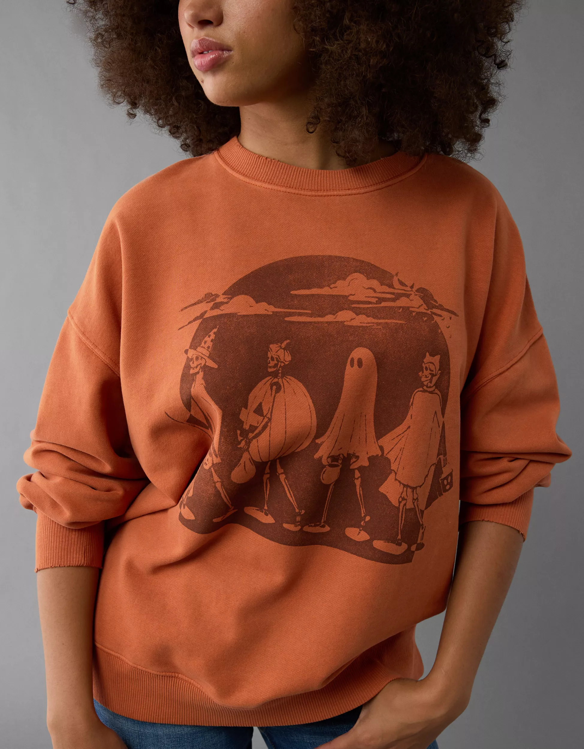 AE Oversized Halloween Skeleton Graphic T-Shirt | American Eagle Outfitters (US & CA)