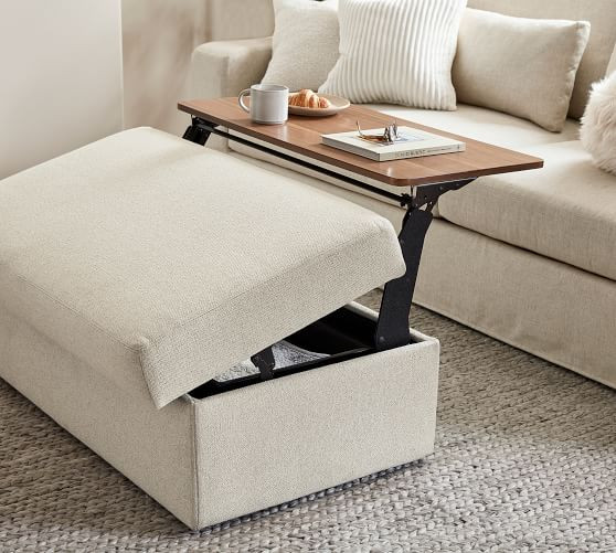 Big Sur Storage Ottoman with Pull Out Table | Pottery Barn (US)