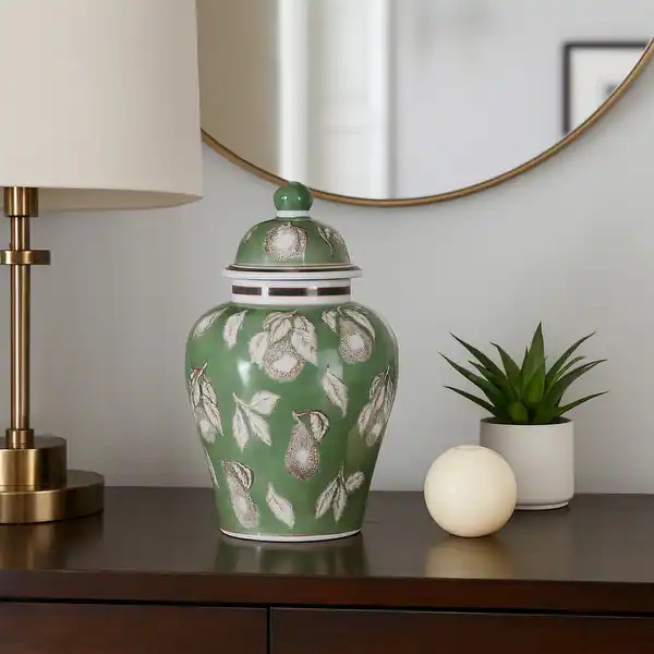 Decorative Bird and Flower Temple Jar with Lid - 14.0" | Bed Bath & Beyond