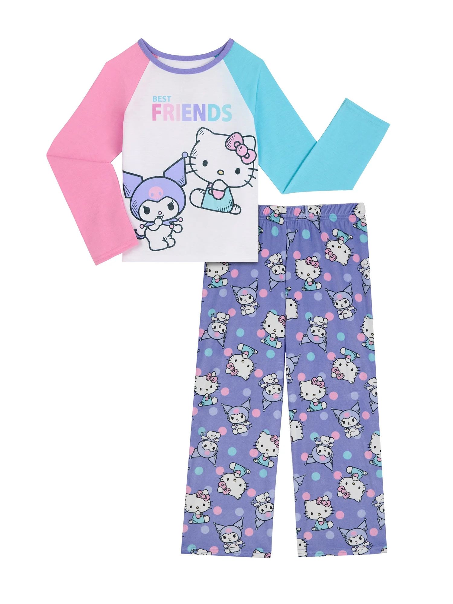 Hello Kitty Girls Long Sleeve Top and Pajama Pants Set, 2-Piece, Sizes 4-16 - Walmart.com | Walmart (US)