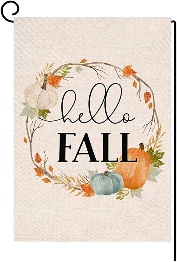 Amazon.com : Fall Pumpkin Garden Flag 12x18 Vertical Double Sided Hello Fall Wreath Autumn Thanks... | Amazon (US)