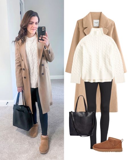 Monthly outfit planner: JANUARY | real life vs graphic | camel coat, turtleneck sweater, bodysuit, leggings, white socks, Ugg slipper 

Athleisure wear, activewear, casual outfit, weekend wear, loungewear 

See the entire calendar on thesarahstories.com ✨ 

#LTKstyletip #LTKfitness #LTKover40
