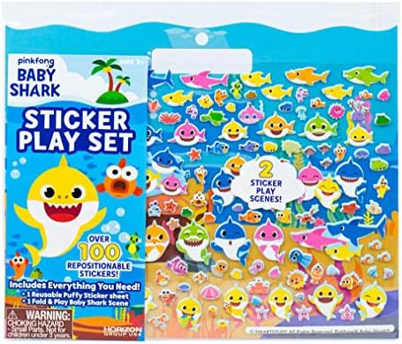 Baby Shark Sticker Play Set by Horizon Group USA Includes Over 100 Reusable Puffy Stickers & 1 Fo... | Amazon (US)