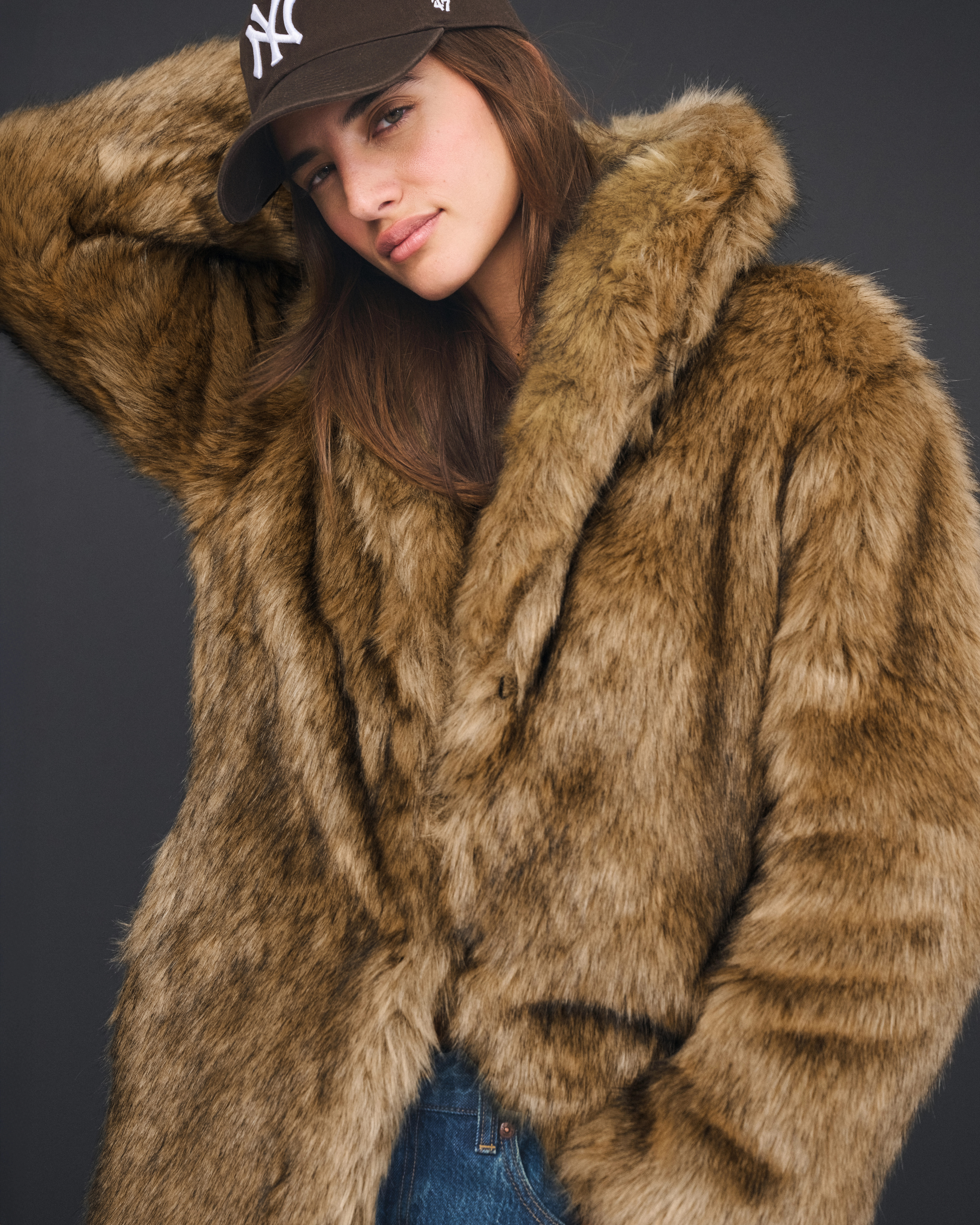 Long Faux Fur Coat | Abercrombie & Fitch (US)
