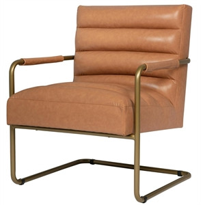 New Pacific Direct Peyton 19.5" Bonded Leather Accent Chair in Brown | Cymax