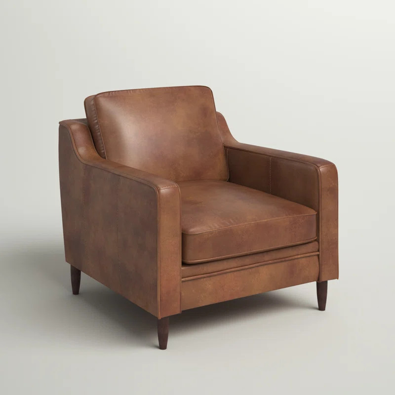 Ashtabula Genuine Leather Square Arm Accent Chair | Wayfair North America