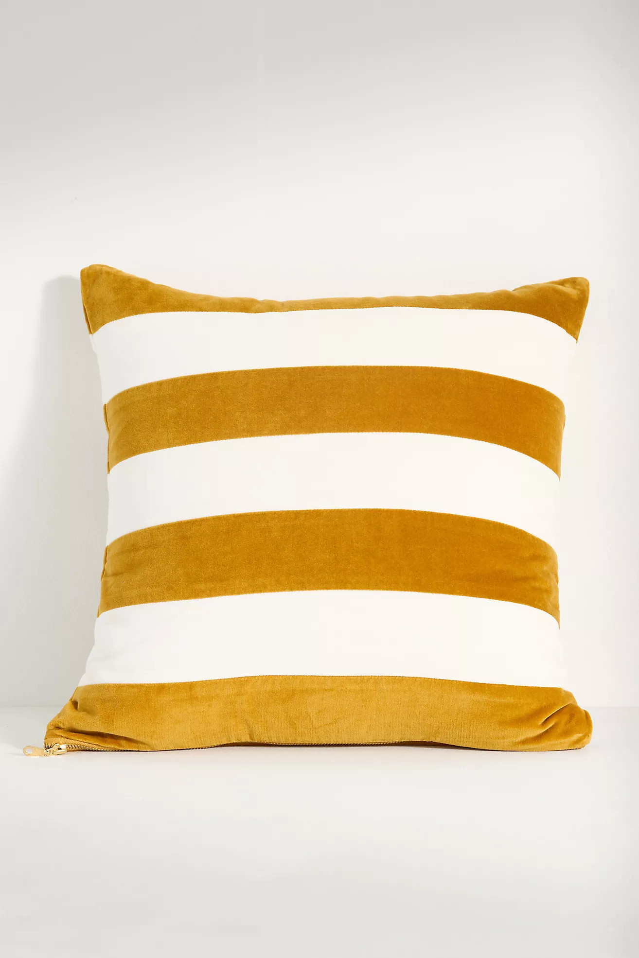 Andie Striped Cotton Velvet Pillow | Anthropologie (US)
