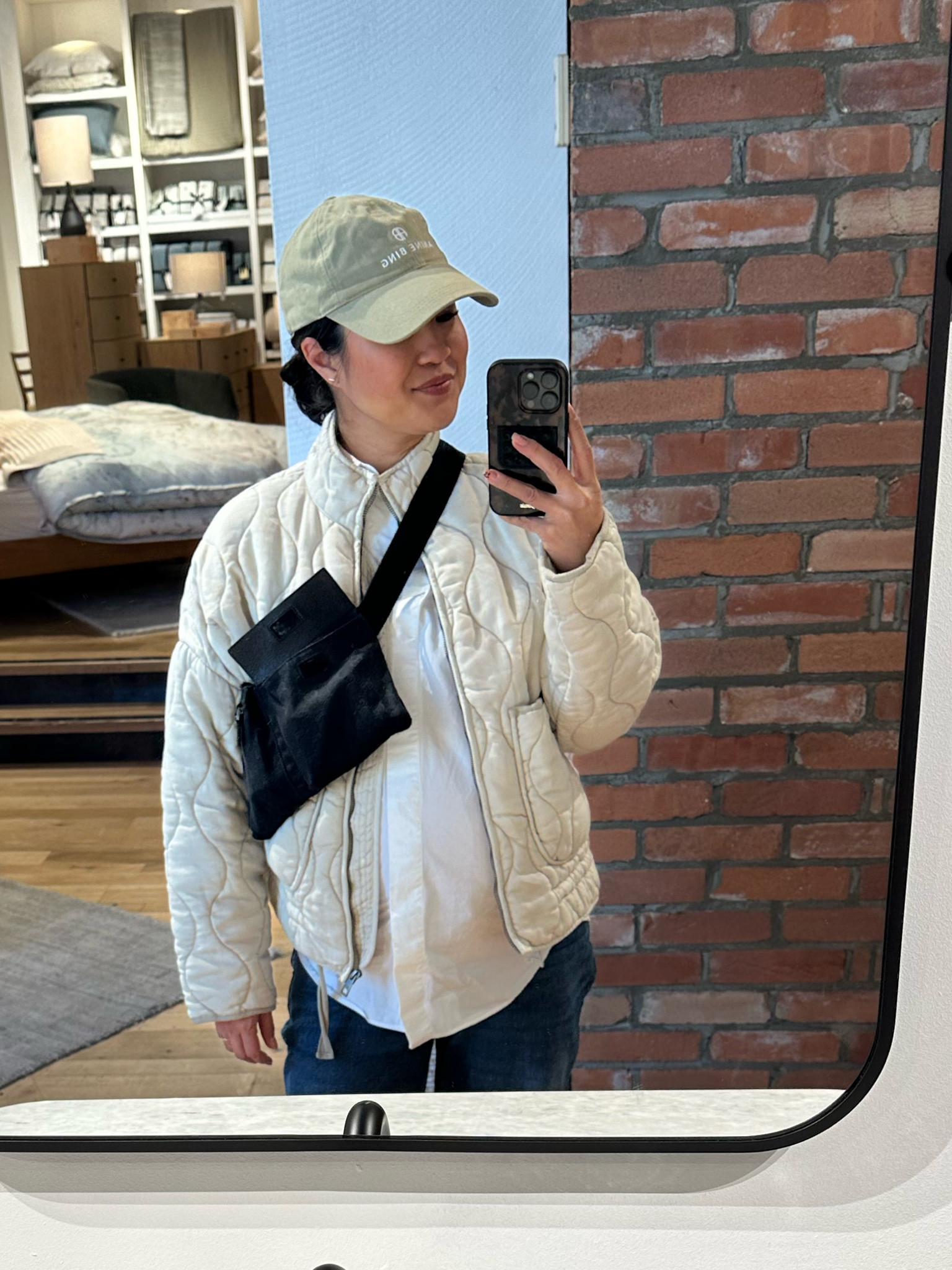 Sunny fall fit 

* clogs are BIRKENSTOCK BOSTON SUEDE / FADED KHAKI - BROWN 
* hat colour is sold out 
*jacket is Zara - linked comparable 
*also own the FP one - very oversized. 
*Gucci belt bag 

#LTKmaternity #LTKautumn