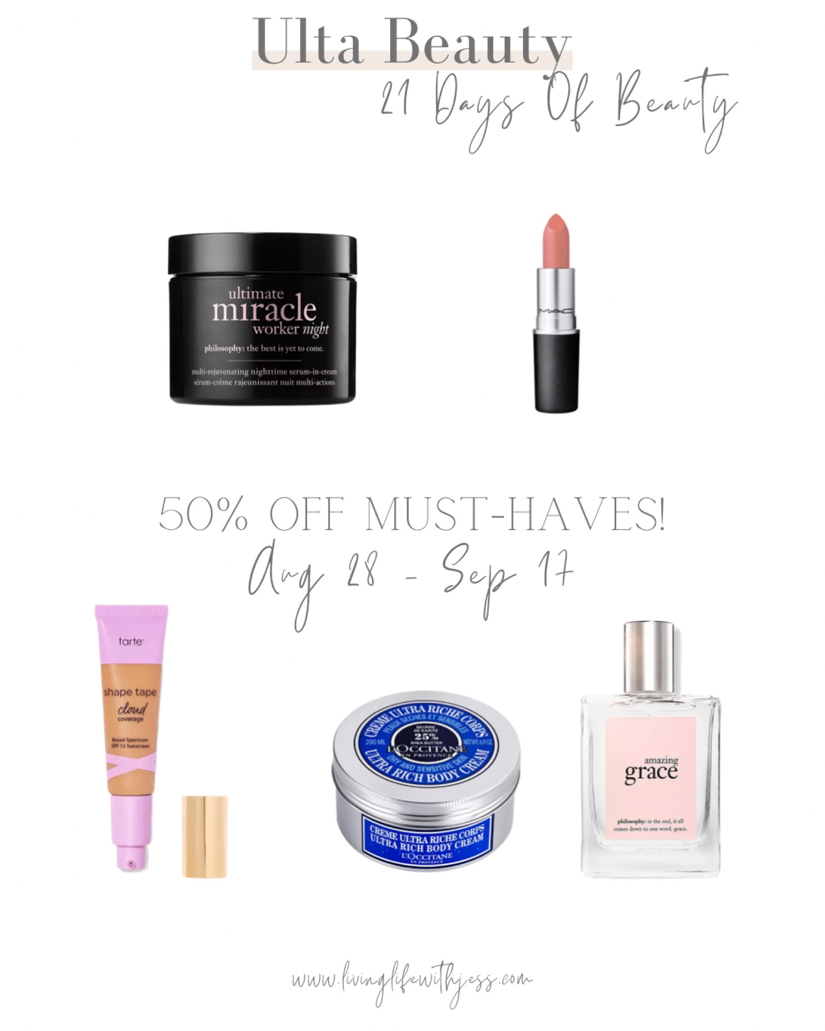 Ulta beauty’s, Mac lipstick, Tarte, Grace perfume, Ulta sale

#LTKbeauty #LTKsalealert