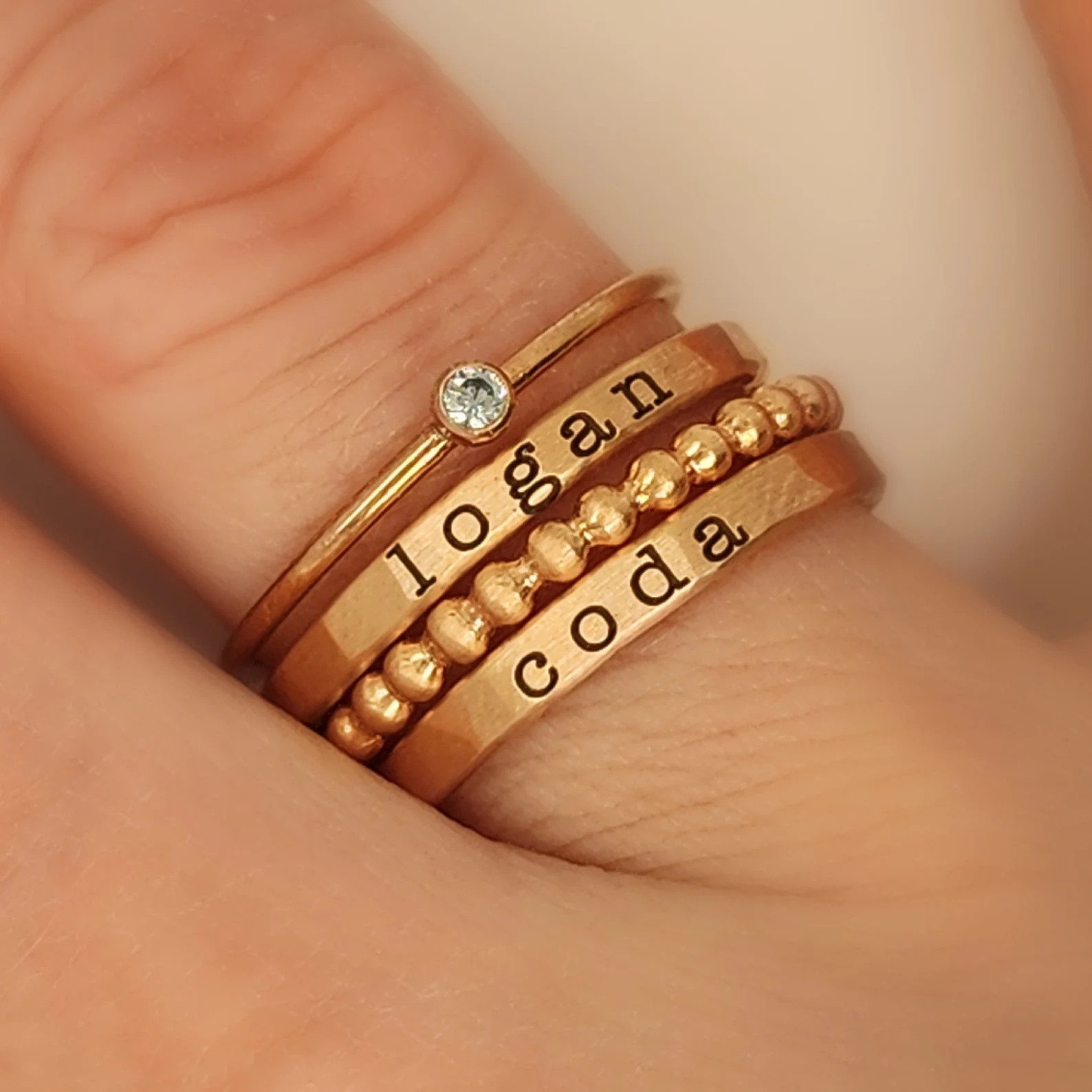 Stacking Name Rings | Stackable Rings | Personalized Name Rings | Mother Gift Gift for Mom | Mom ... | Etsy (US)