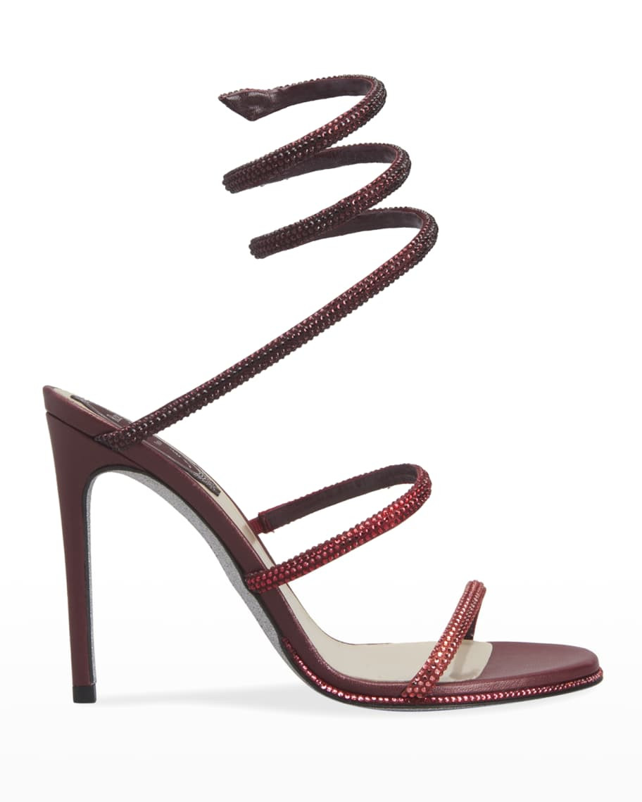 Rene Caovilla Snake Strass Stiletto Sandals | Neiman Marcus