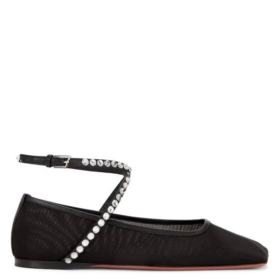 Amina Muaddi Mesh Ane Crystal Mesh Flats | Jomashop.com & JomaDeals.com