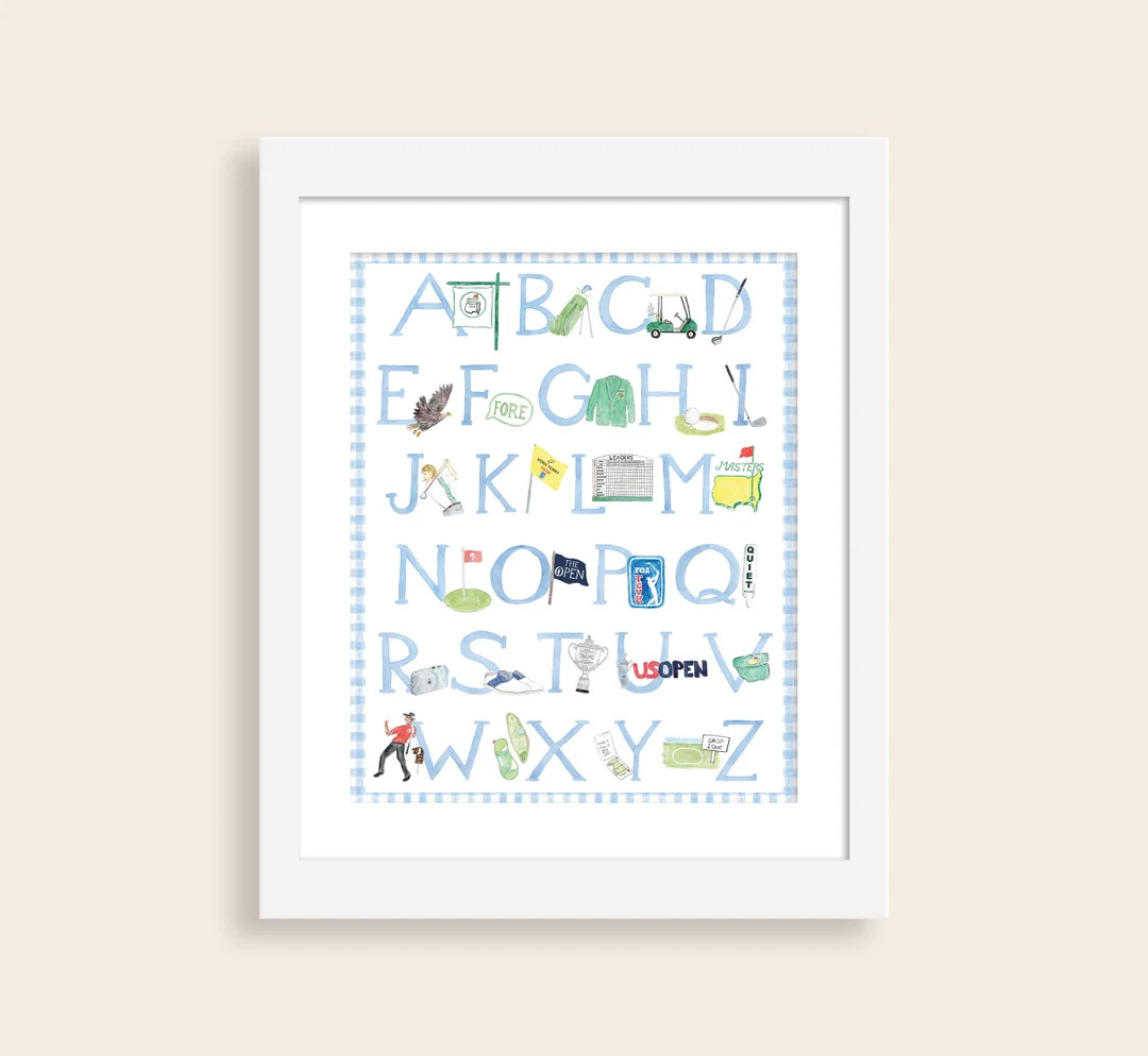 Golf Alphabet Watercolor Nursery Wall Art Print | Golf Nursery Decor | Boy Golf Wall Art | Nurser... | Etsy (US)