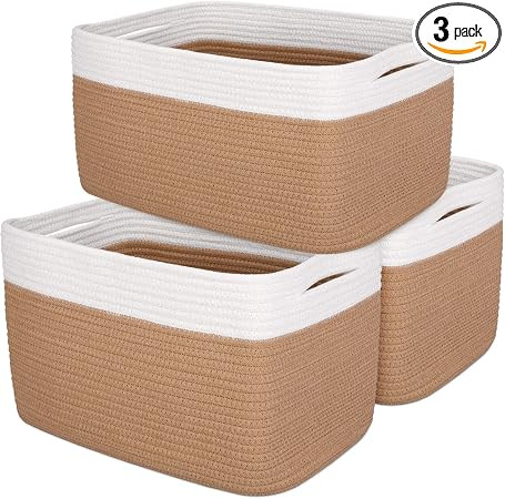 DOFASAYI Cotton Rope Storage Baskets for Shelves - Baby Basket for Nursery Storage , Collapsible ... | Amazon (US)