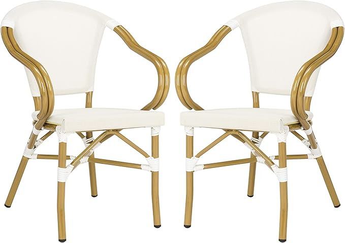 Safavieh PAT4003B-SET2 Outdoor Collection Karine Beige Stacking Arm Chair | Amazon (US)