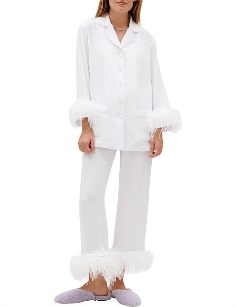 party pajama long sleeve pant set with double feathers | David Jones (Australia & New Zealand)