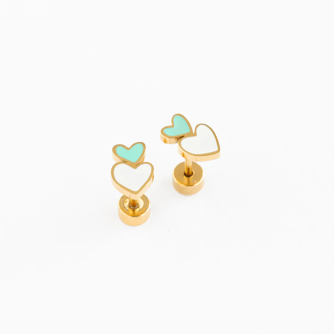 Enamel Heart Stack Stud Earring | Pip Pop Post