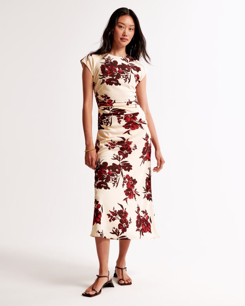 Short-Sleeve Slip Midi Dress | Abercrombie & Fitch (US)