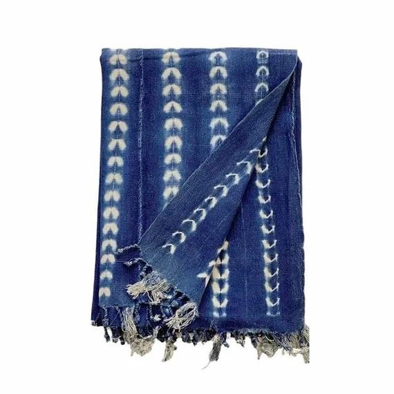 Vintage African Shibori Throw Blanket Fabric, African Indigo, Indigo Throw, Mudcloth | Etsy (US)