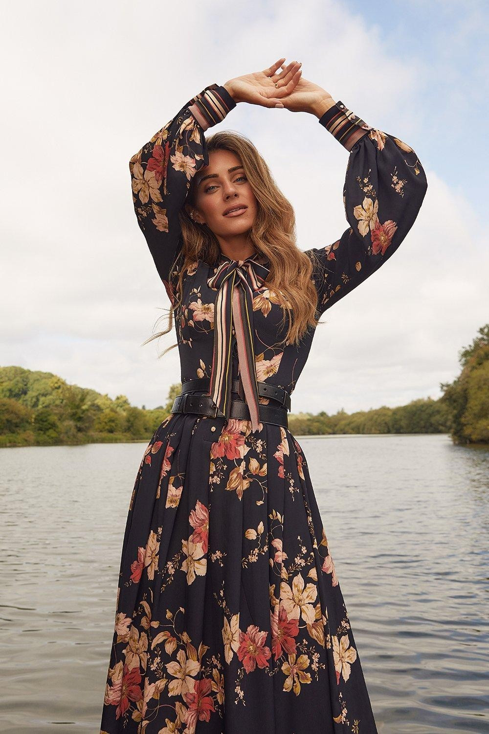 Lydia Millen Floral Woven Crepe Maxi Dress | Karen Millen UK & IE