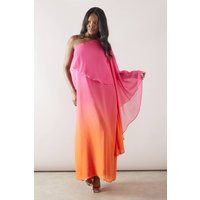 Womens Ombre One Shoulder Maxi Dress - Pink - 16 | boohoo (US & Canada)