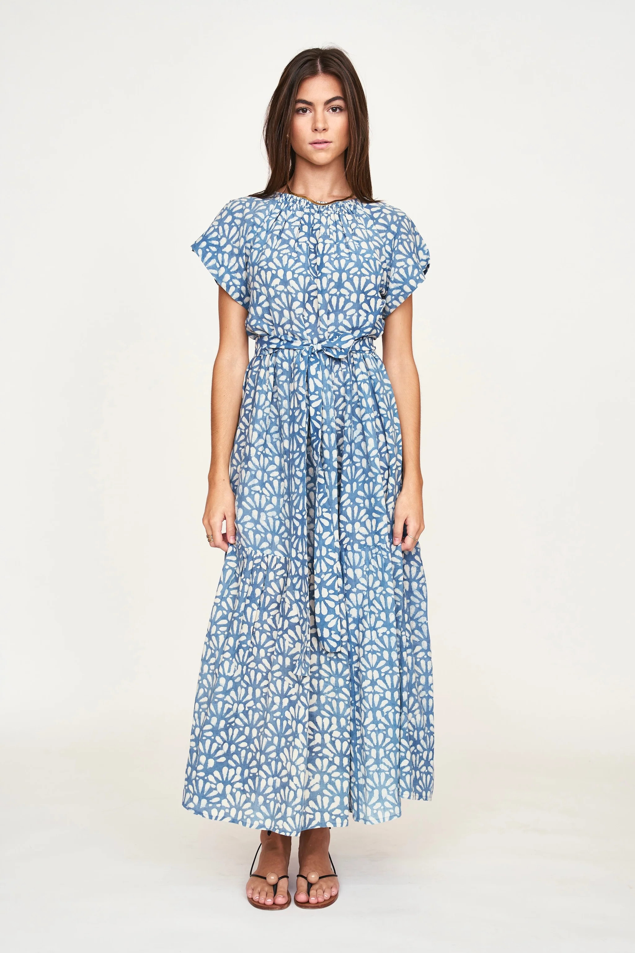 Vienna Maxi Dress in Trellis in Indigo | MIRTH