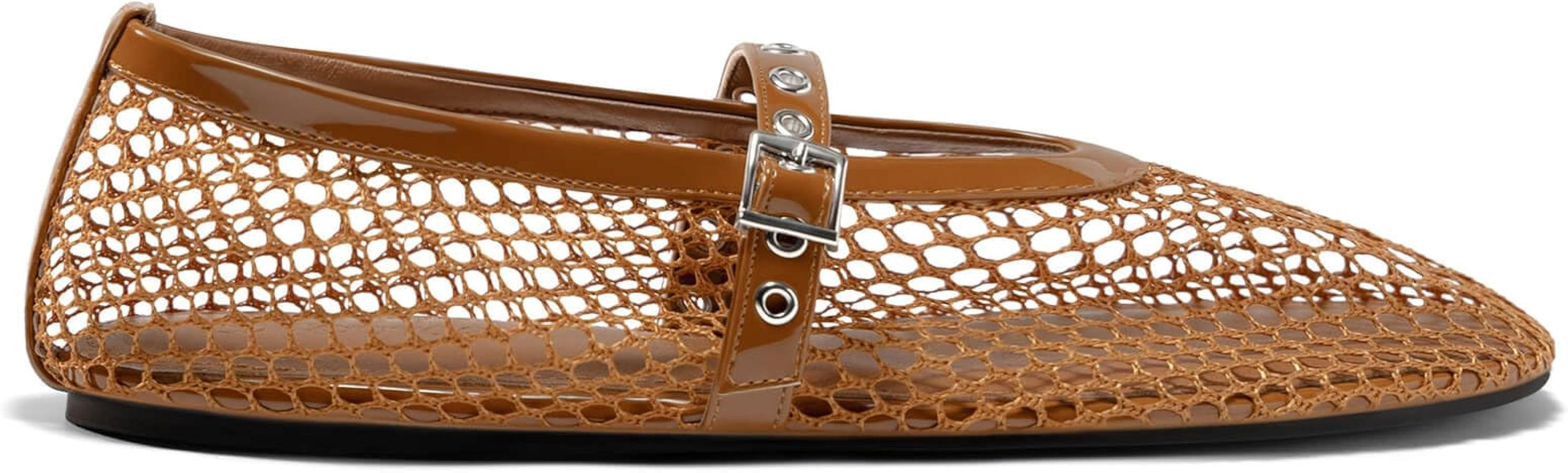 Coutgo Womens Mesh Ballet Flats Mary Jane Fishnet Ballerina Buckle Strap Comfortable Causal Dress... | Amazon (US)