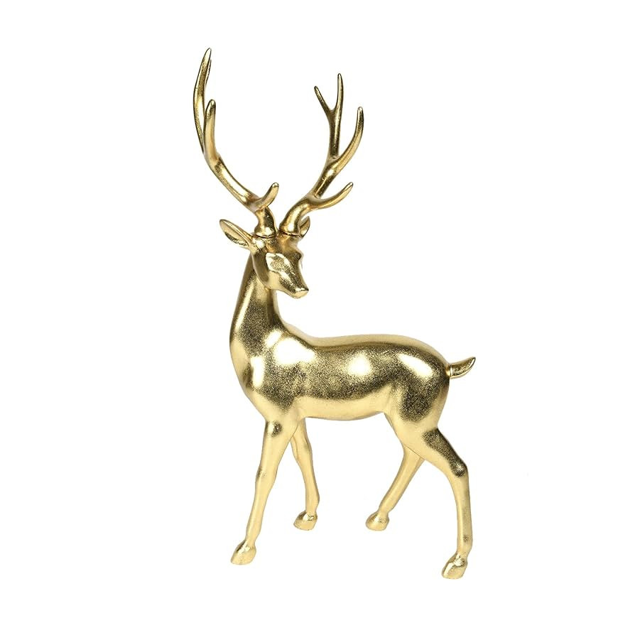 Newman House Studio Gold Reindeer Christmas Decoration Indoor - Large Christmas Reindeer Decor St... | Amazon (US)
